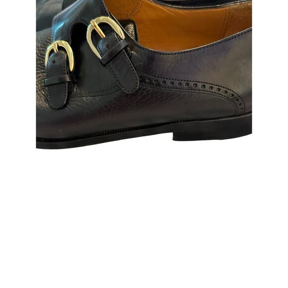 MEZLAN Men's Soft Black Leather Buckle Up Portofino Cap Toe Dress Shoes Size 8.5 - Picture 9 of 10